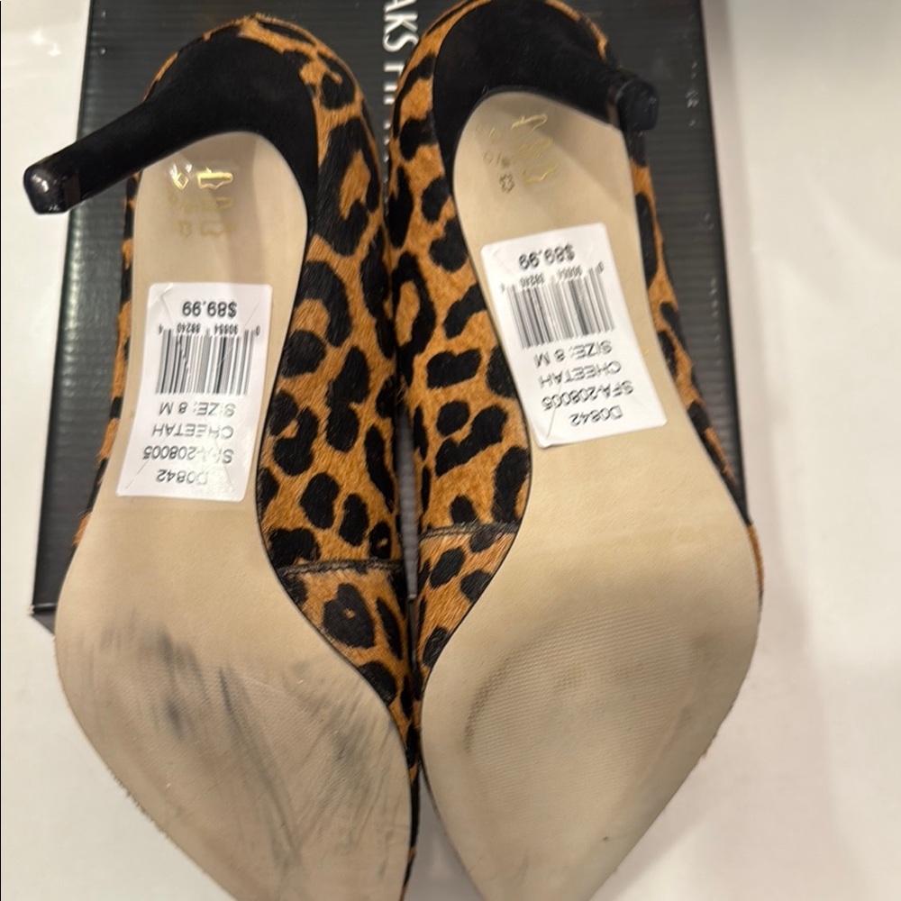 Saks Fifth Avenue Brown and Black Heels Stiletto Pumps - Picture 9 of 9
